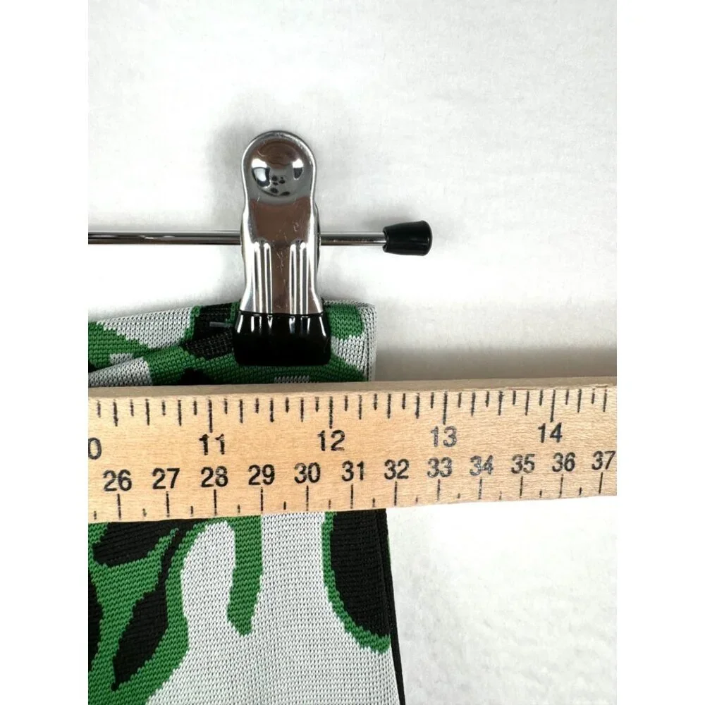 Zara‎ Kelly Green Jacquard Marble Print High waist Flare knit Trousers sz S - Picture 5 of 10